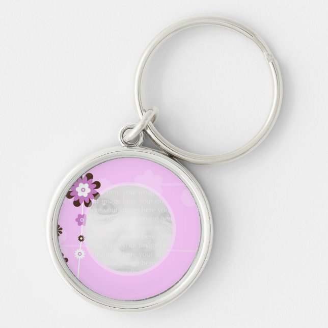 Pink Flower Baby Photo Calendar Keychain (Front)