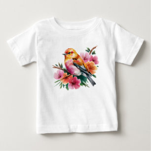 Pink Flower Bird Baby T-Shirt