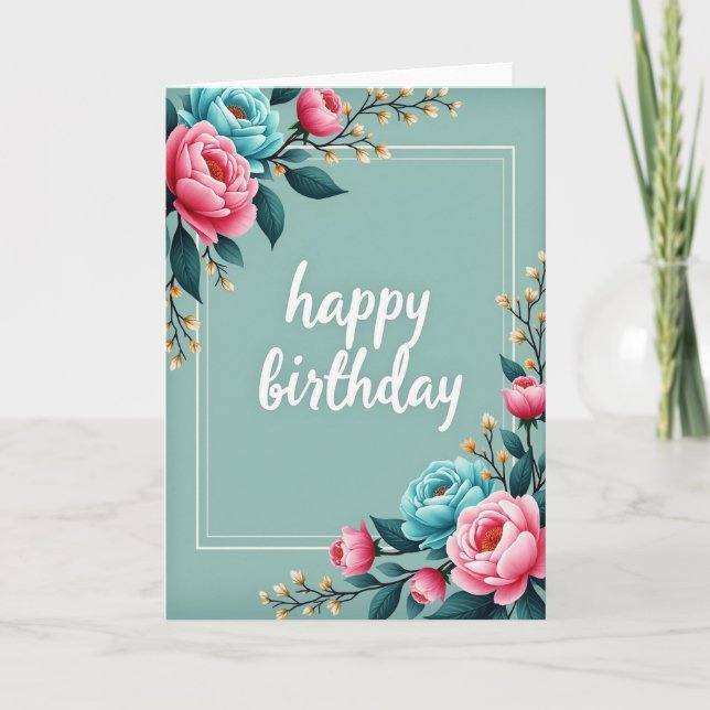 Pink Flower Birthday Card (Front)