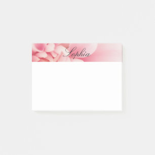 Pink Flower & Black Script Name Post-it Notes