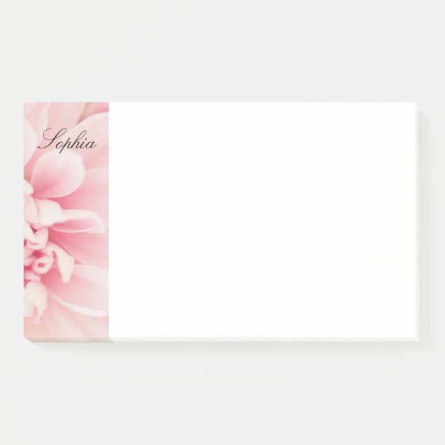 Pink Flower & Black Script Name, Vs 2 Post-it Notes (Front)