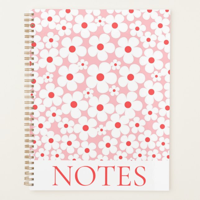 Pink Flower Blossom Pattern Modern  Planner (Front)