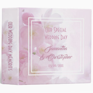 Pink flower blossom wedding binder
