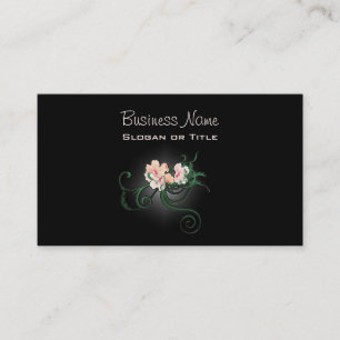 Pink Flower Blossoms on a Black Background Business Card