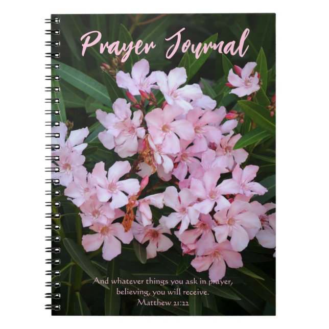 Pink Flower Blossoms Prayer Journal Notebook (Front)