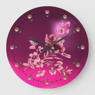 PINK FLOWER BOUQUET WITH CARNATION LARGE CLOCK