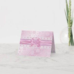 Pink Flower & Bow Thank You card