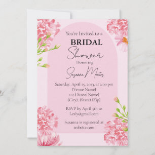 Pink Flower Bridal Shower Invitation