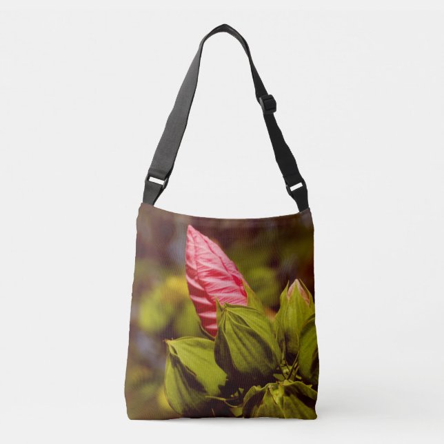 Pink Flower Bud Floral Garden Photo Bag (Front)
