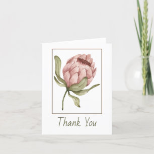 Pink Flower Bud Folded Thank You Card