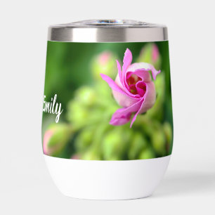 Pink Flower Bud Personalized Tumbler