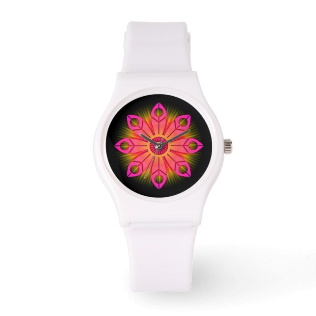 Pink Flower Burst Watch (Front)