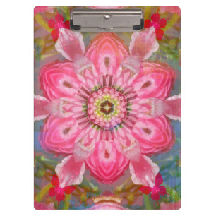 Pink Flower Butterfly Mandala Clipboard