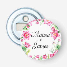 Pink Flower Button Bottle Opener