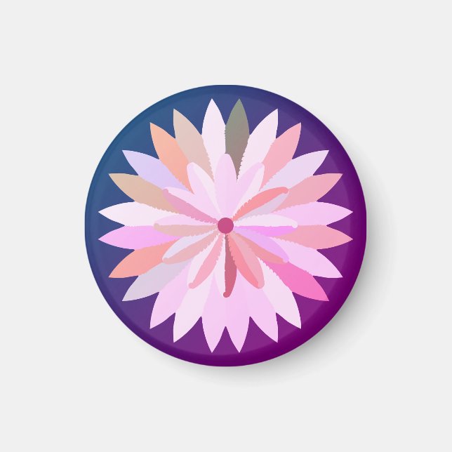 Pink flower Button Bottle Opener Magnet (Front)