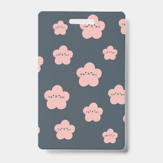 Pink Flower Cat | Cute face cat | flower cat lover Badge