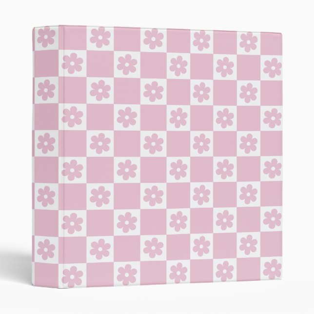Pink Flower checked pattern Binder (Front/Spine)