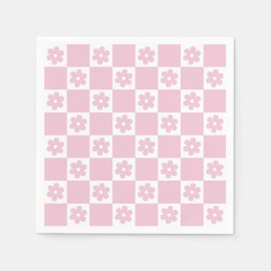 Pink Flower checked pattern Napkin