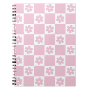 Pink Flower checked pattern Notebook