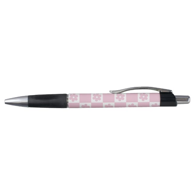 Pink Flower checked pattern Pen (Top)