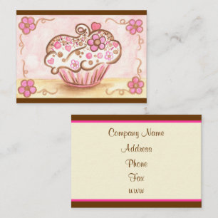 Pink Flower Cupcake Bakery Business Cards