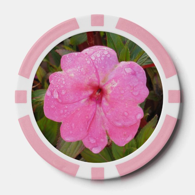 Pink Flower custom poker chips (Front)