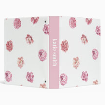 Pink Flower Customizable Binder