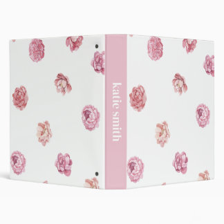 Pink Flower Customizable Binder
