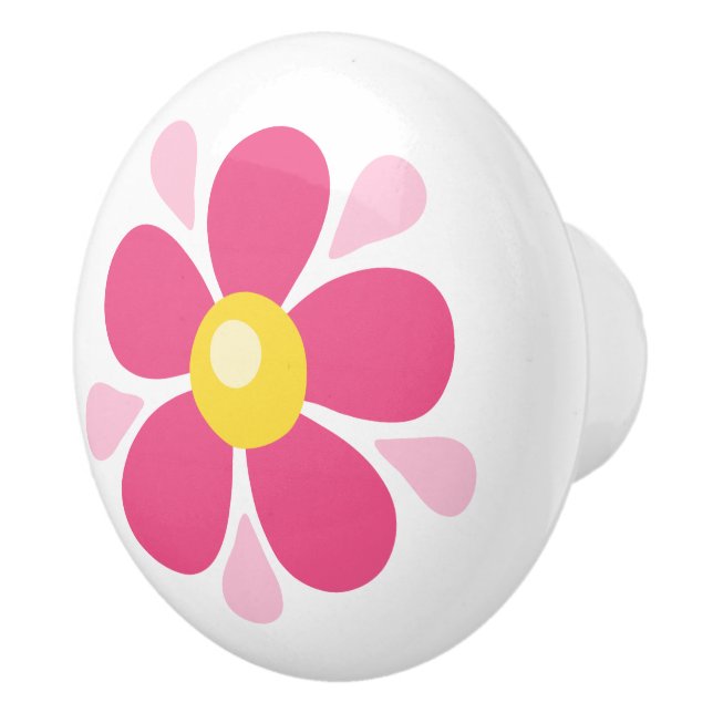 Pink flower - cute nursery decor for kids ceramic knob (Right)