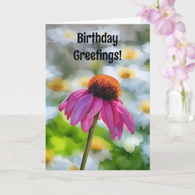 Pink Flower Daisy Flower Birthday Card (Orchid)