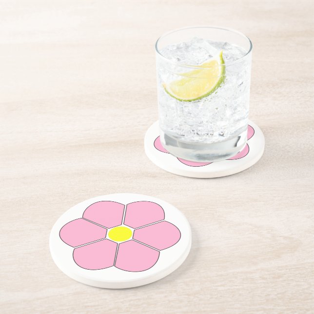 Pink Flower Design Coaster (Side)
