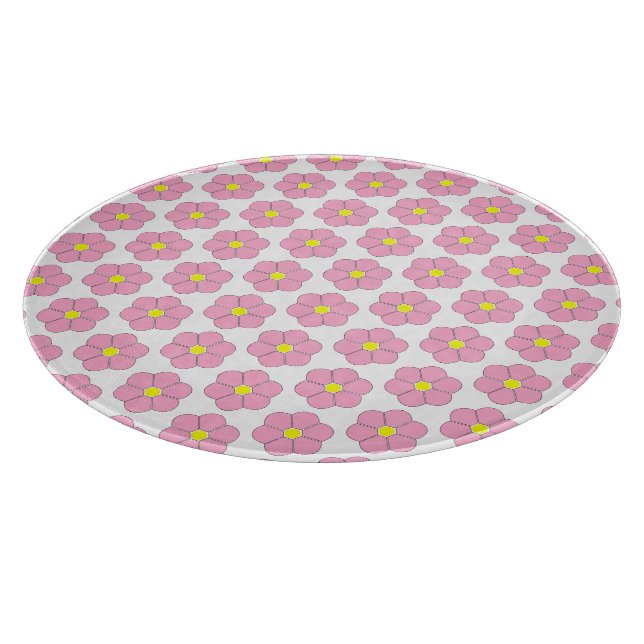 Pink Flower Design Cutting Board (Corner)