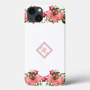 Pink Flower Design with Initial Case-Mate iPhone C 13 Case