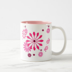 PINK FLOWER DESIGNER MUGS - COFFEE - GIFTS