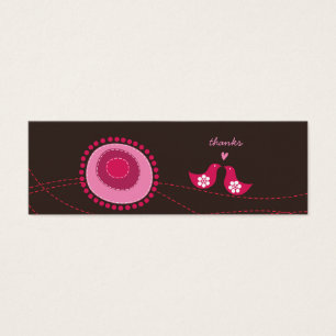 Pink Flower Dots and Love Birds Wedding Favour Tag