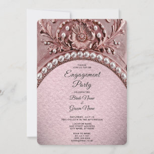 Pink Flower Engagement Invitation
