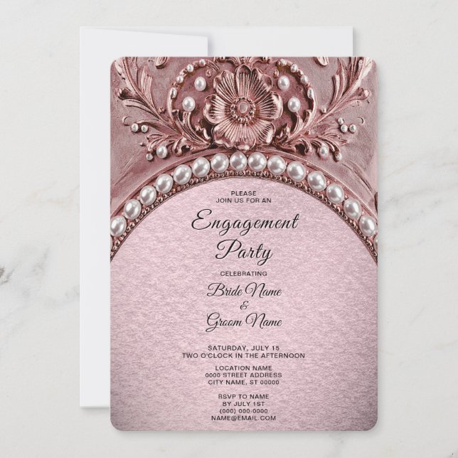 Pink Flower Engagement Invitation (Front)