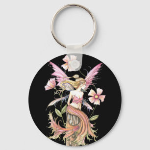 Pink Flower Fairy Art Keychain