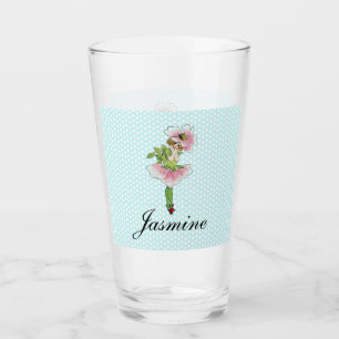 Pink Flower Fairy Personalized Glass