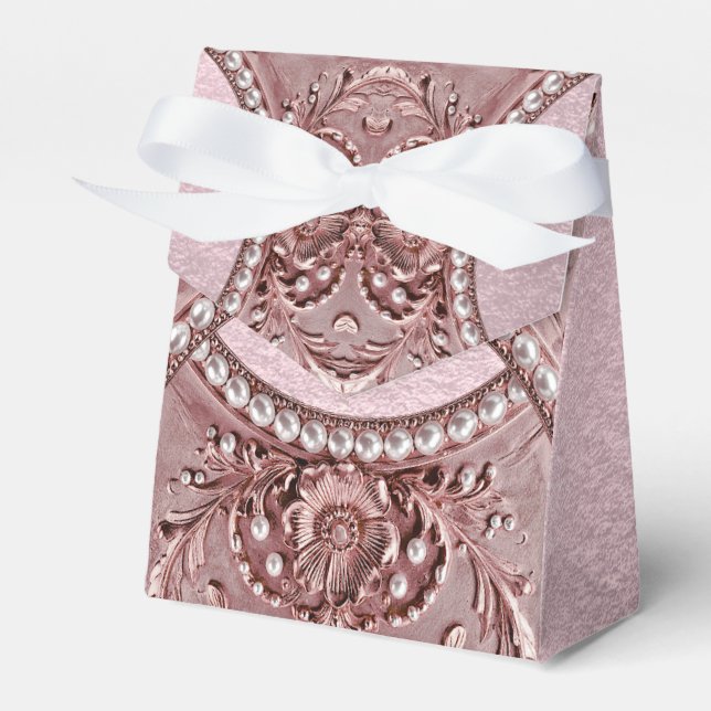 Pink Flower Favor Box (Front Side)