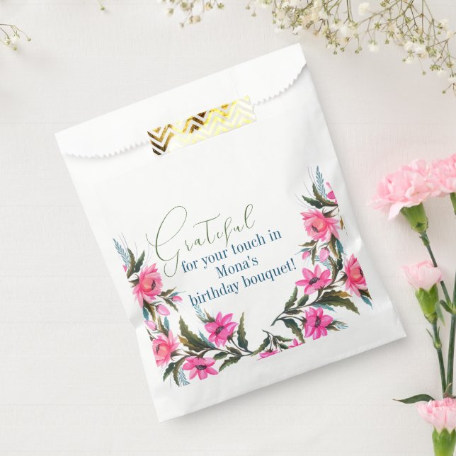 Pink flower favour bag (Sealed)