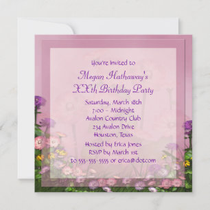 Pink Flower Field Any Number Birthday Template