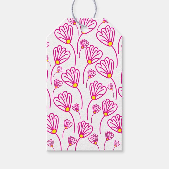 Pink Flower Floral Gift Tags (Front)