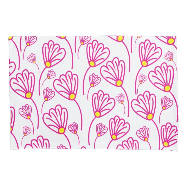 Pink Flower Floral Pillowcase (Front)