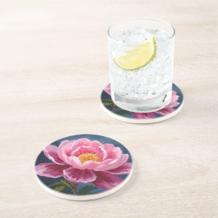 Pink Flower Floral Watercolor Painting Coaster