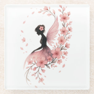 Pink Flower Flower Fairy of Sakura Glass Coaster
