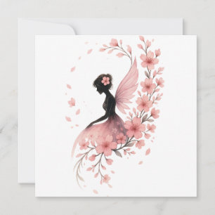 Pink Flower Flower Fairy of Sakura Holiday Card