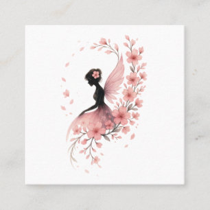 Pink Flower Flower Fairy of Sakura Square Business Card