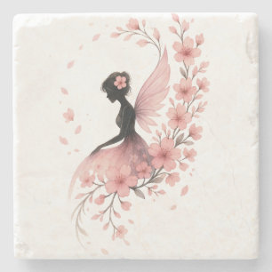 Pink Flower Flower Fairy of Sakura Stone Coaster