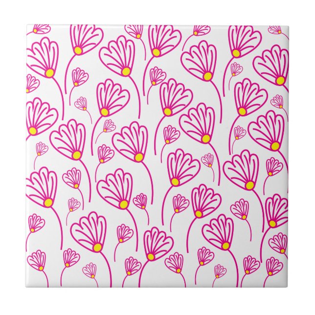 Pink Flower Flowers Floral Pattern Tile (Front)